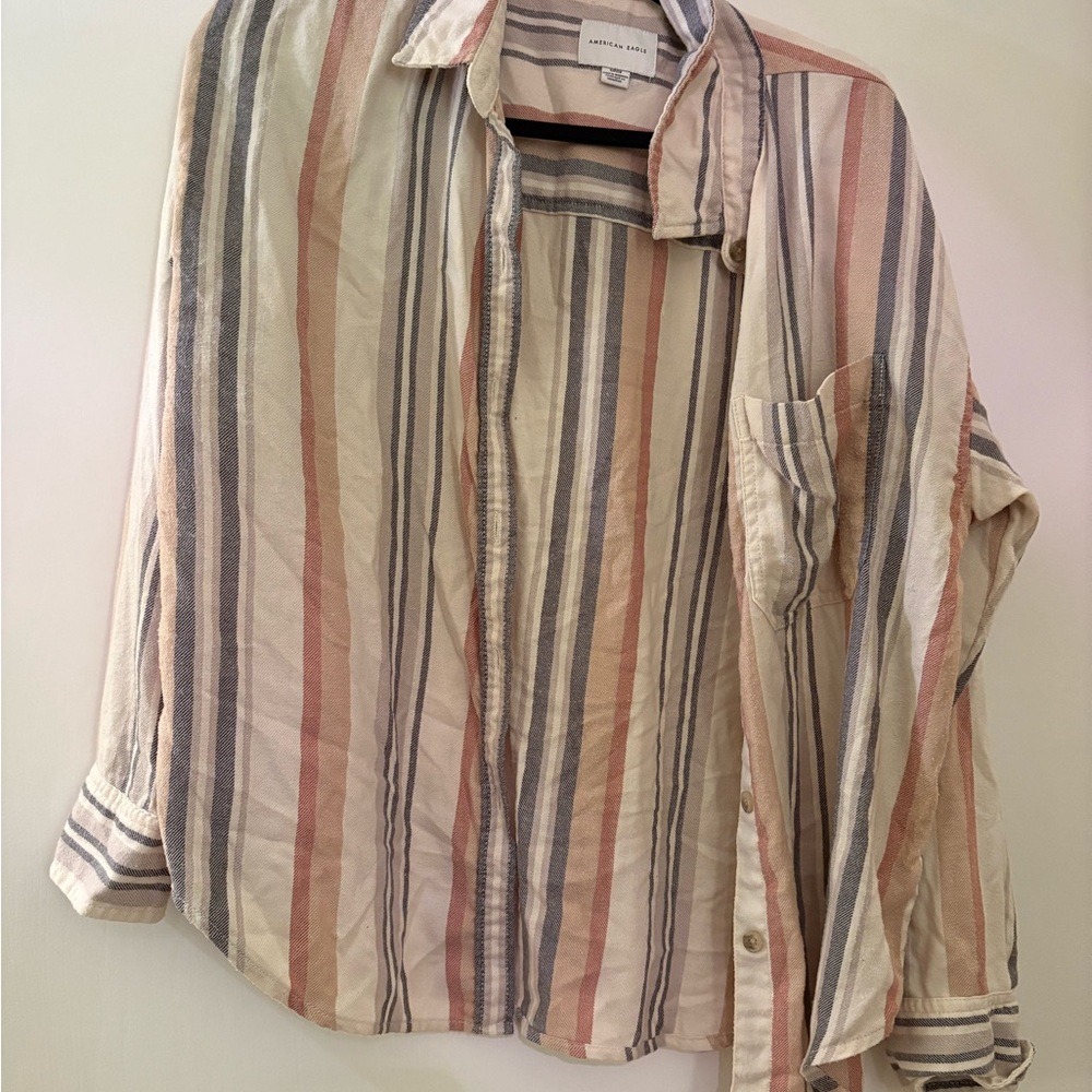 American Eagle Striped Button-Up Shirt